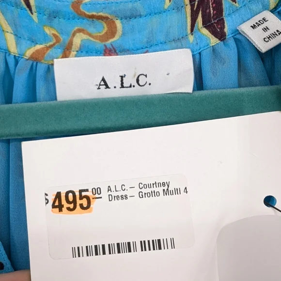 A.L.C. Silk Courtney Mini Dress in Grotto Blue Floral NWT - Picture 7 of 11